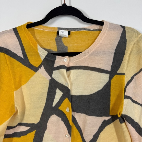 J.Crew Abstract Print Merino Wool Multicolor Cardigan Sweater Size Medium - Picture 3 of 13
